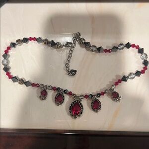 Swarovski Red and Silver Crystal Necklace